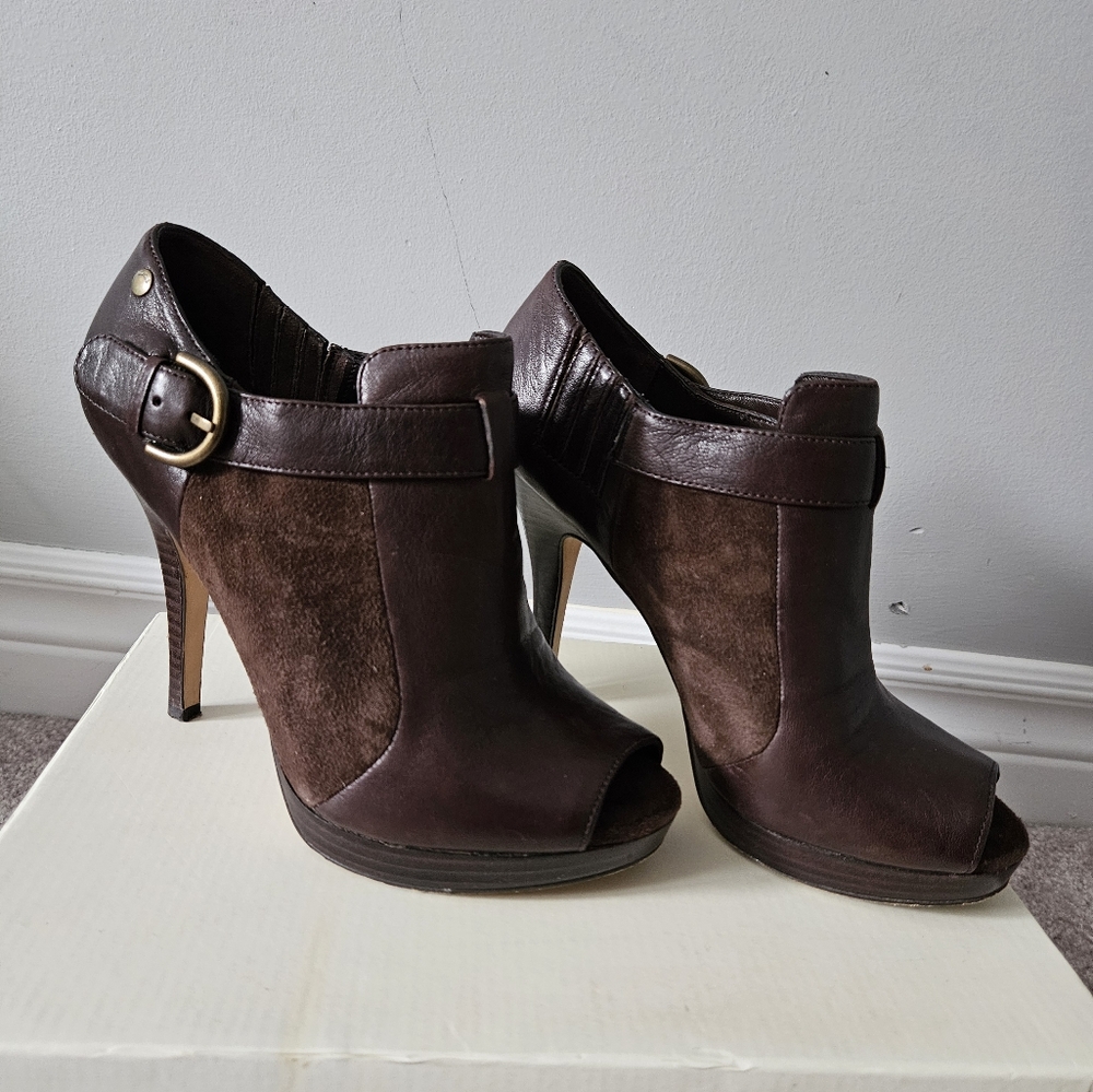 Coach Peep Toe Booties Size 7